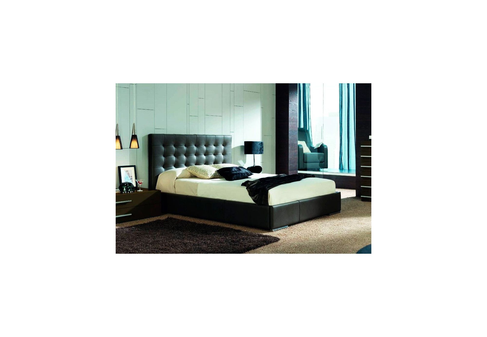 Cabecero de cuero estilo francés de capitoné | Cabecero de piel