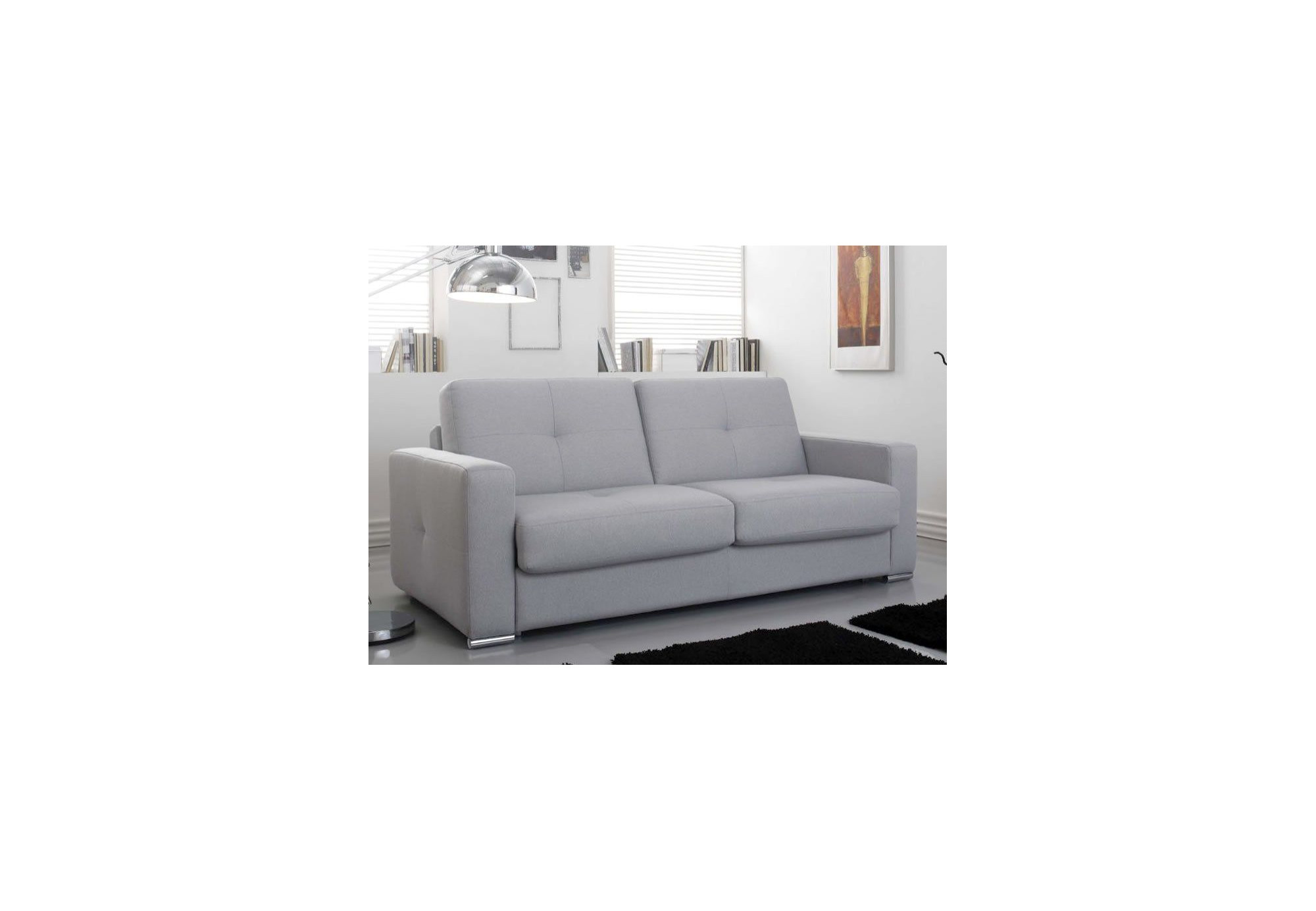 Sofá cama con chaise longue en piel natural Boston | Sofá cama de piel