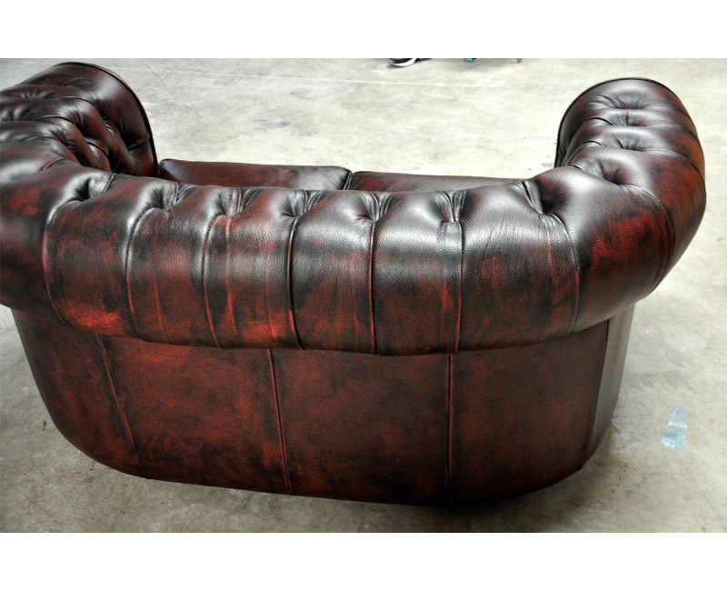 Sofá Chester 3 Plazas Inglés en Piel Bicolor | SofaHogar