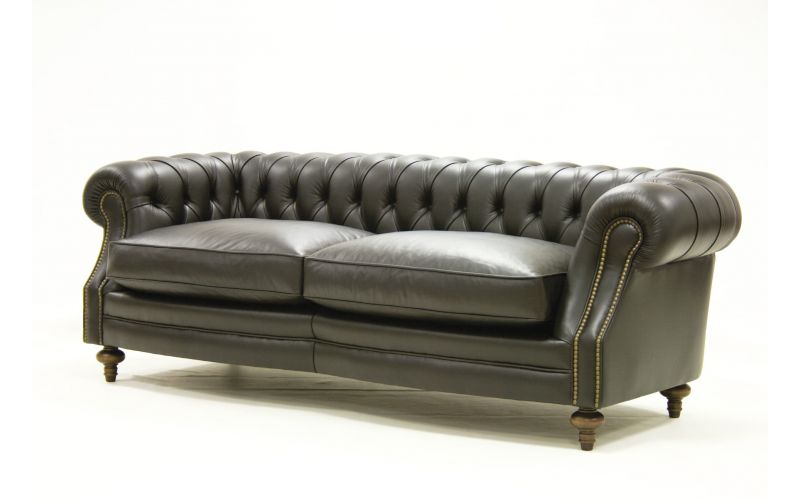 Sofá Chesterfield Piel Auténtica Genuina Anilina Plena Flor Modelo MADRID