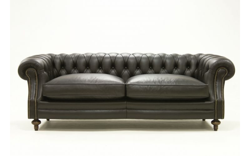 Sofá Chesterfield Piel Auténtica Genuina Anilina Plena Flor Modelo MADRID