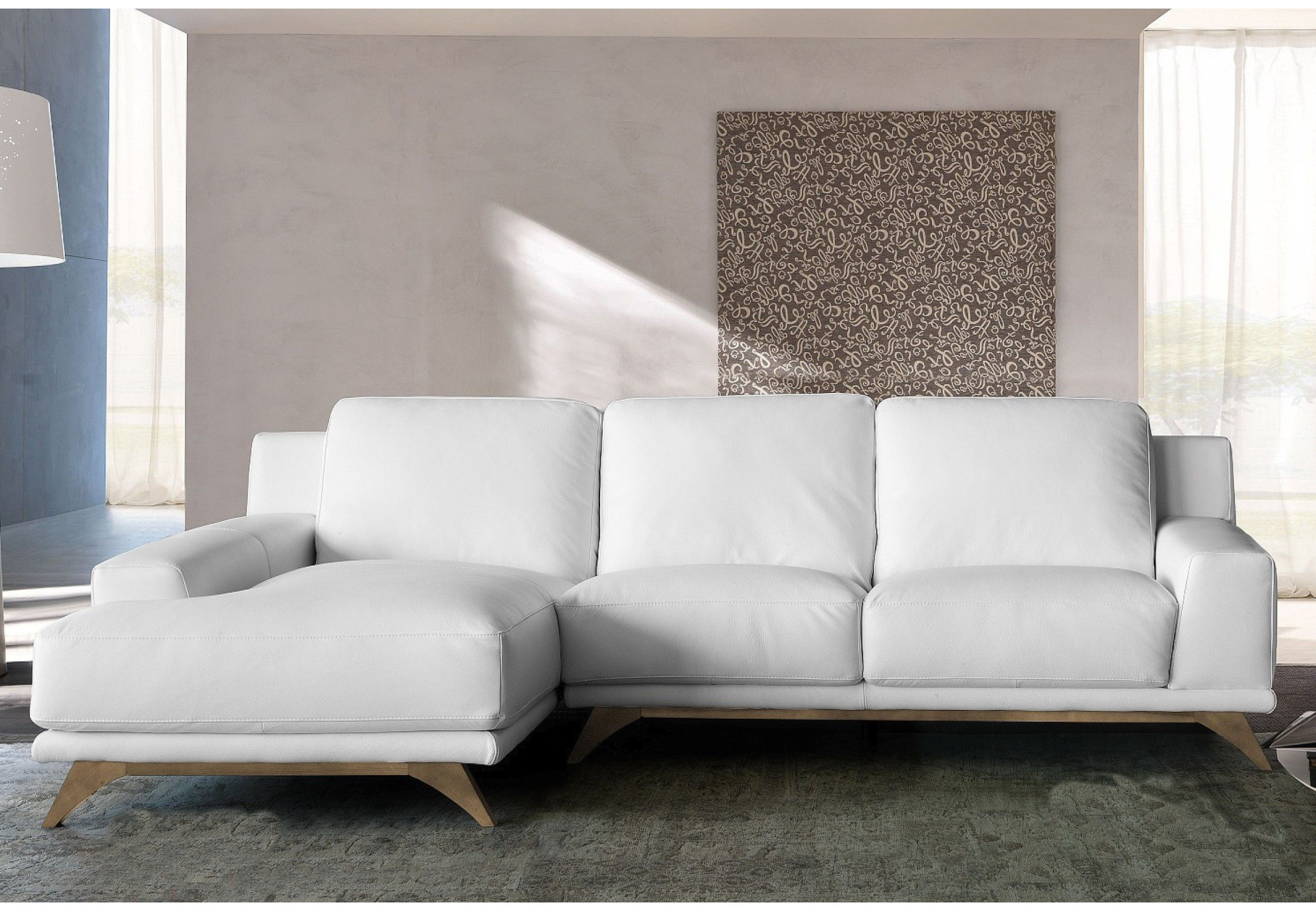 Sofá Chaise Longue Cuero Contemporánea JULIANA | Sofás de piel