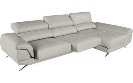 Sofá Chaise Longue Piel Natural Blanca Modelo CHARLIE