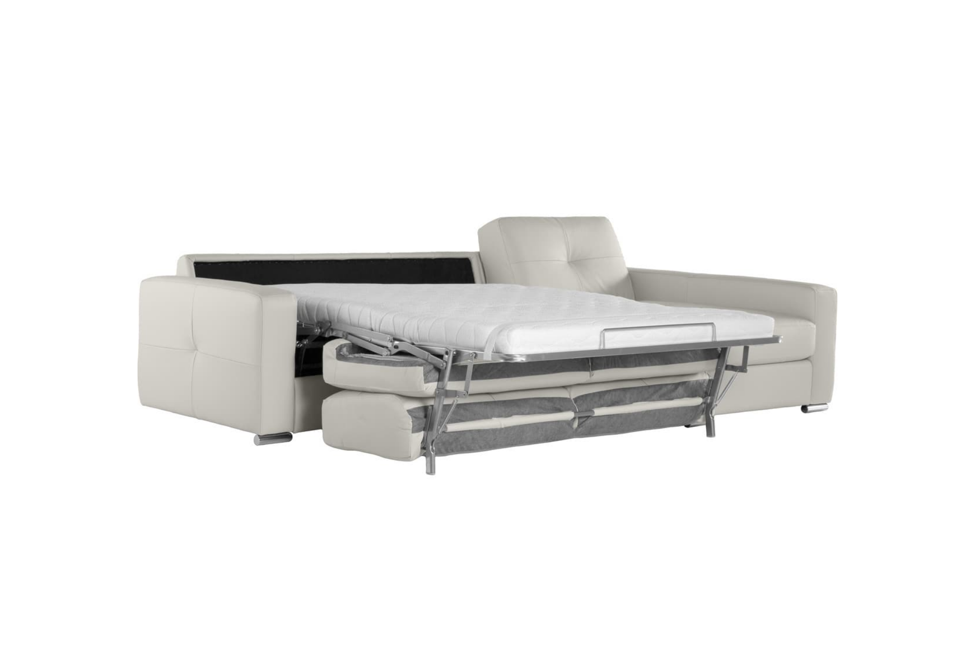 Sofá cama con chaise longue en piel natural Boston | Sofá cama de piel