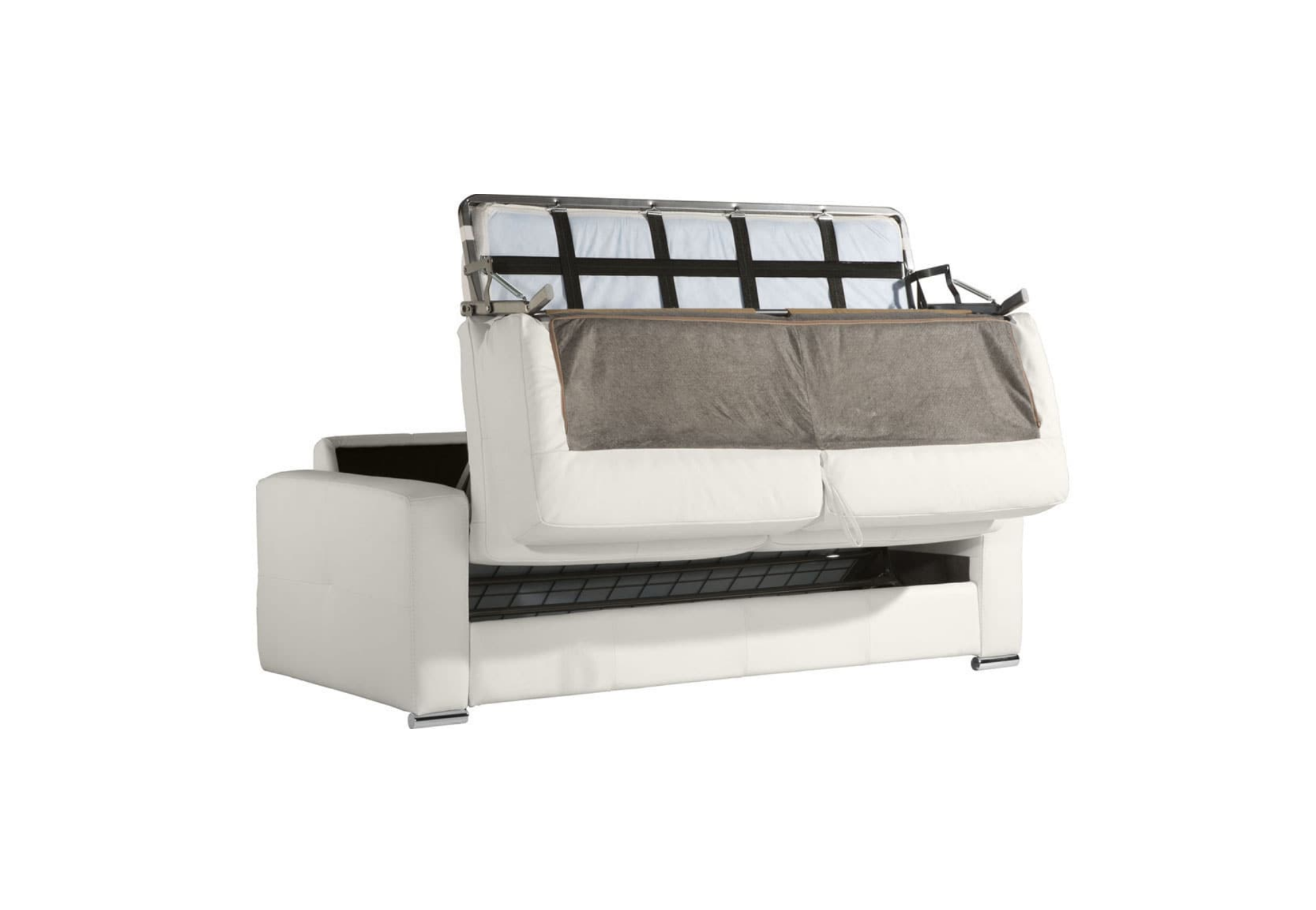 Sofá cama con chaise longue en piel natural Boston | Sofá cama de piel