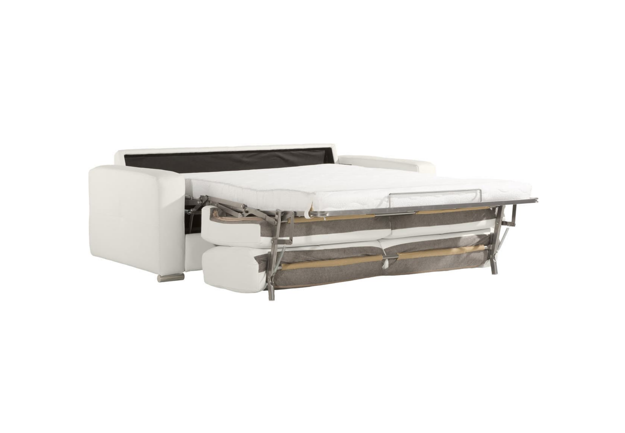 Sofá cama con chaise longue en piel natural Boston | Sofá cama de piel