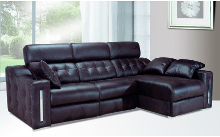 Sofá 3 plazas piel con chaise longue Rolan | Sofás de cuero español 2