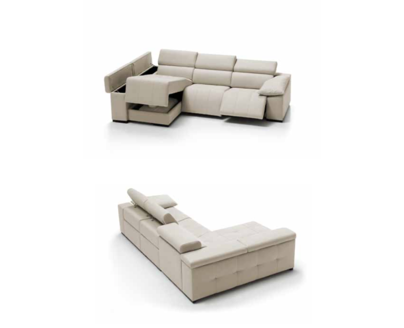 ChaiseLongue Relax Moderna Eléctrica Piel Natural  - Económica