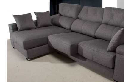 Sofá Chaise Longue Piel Asiento Deslizante Respaldo Abatible Modelo FOCOS