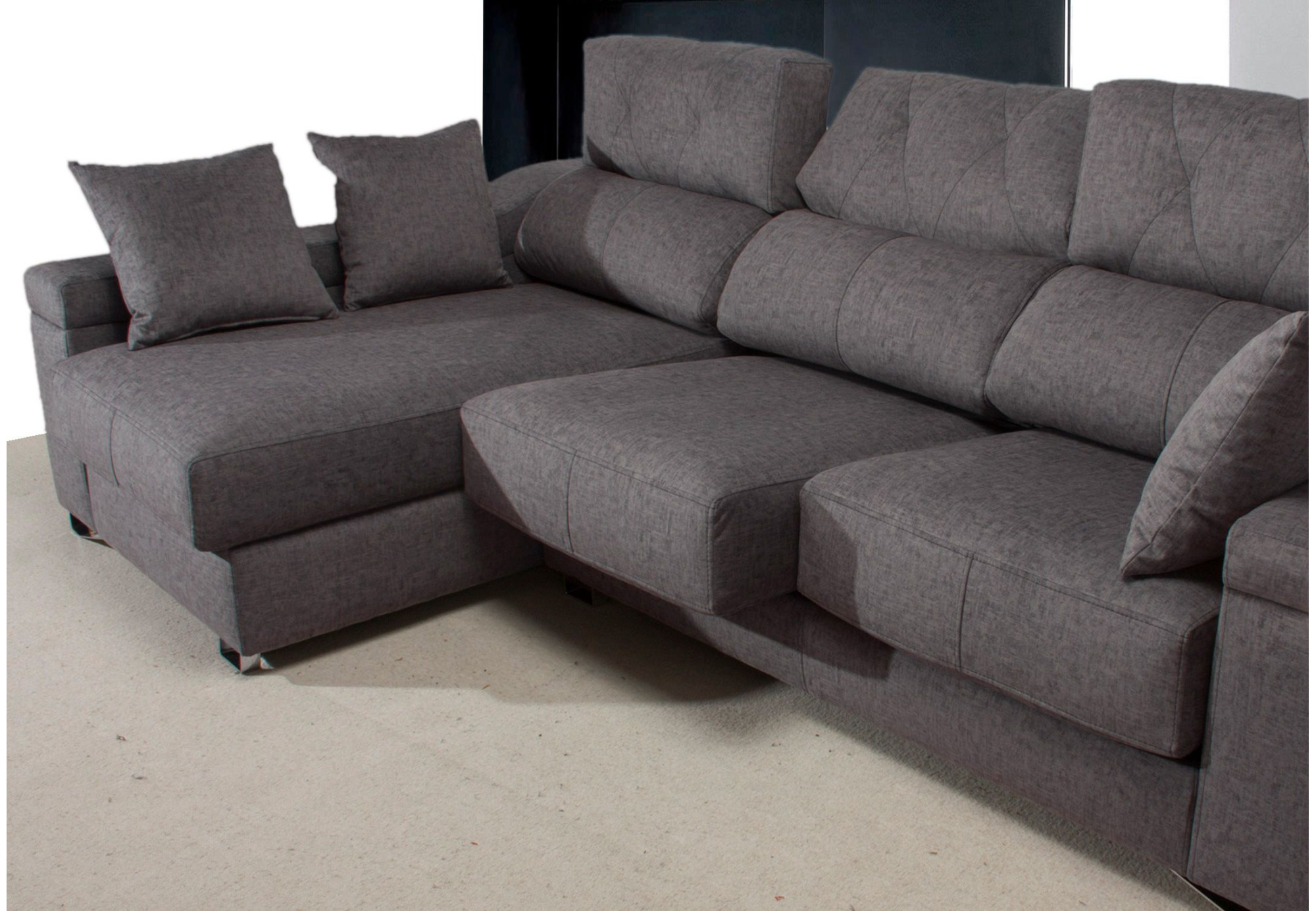 Chaiselongue piel natural con asientos deslizantes FOCOS | Sofahogar