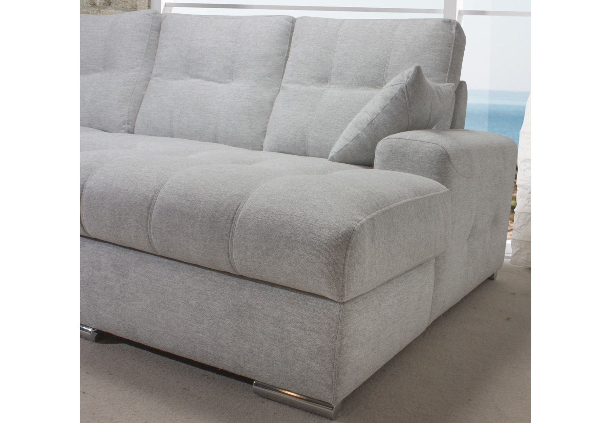 Sofá de piel con chaise longue PERLA | Comprar sofás online