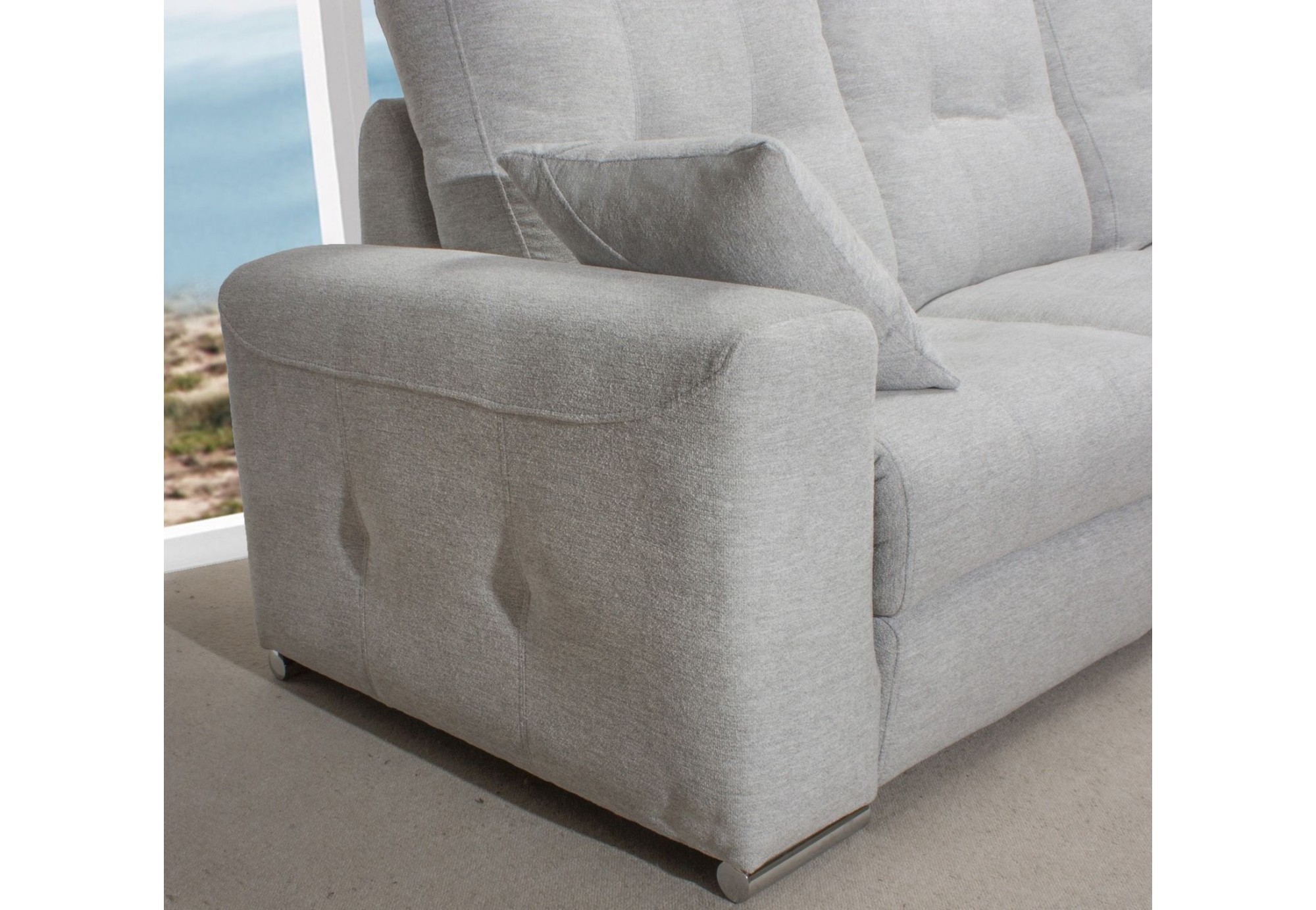 Sofá de piel con chaise longue PERLA | Comprar sofás online