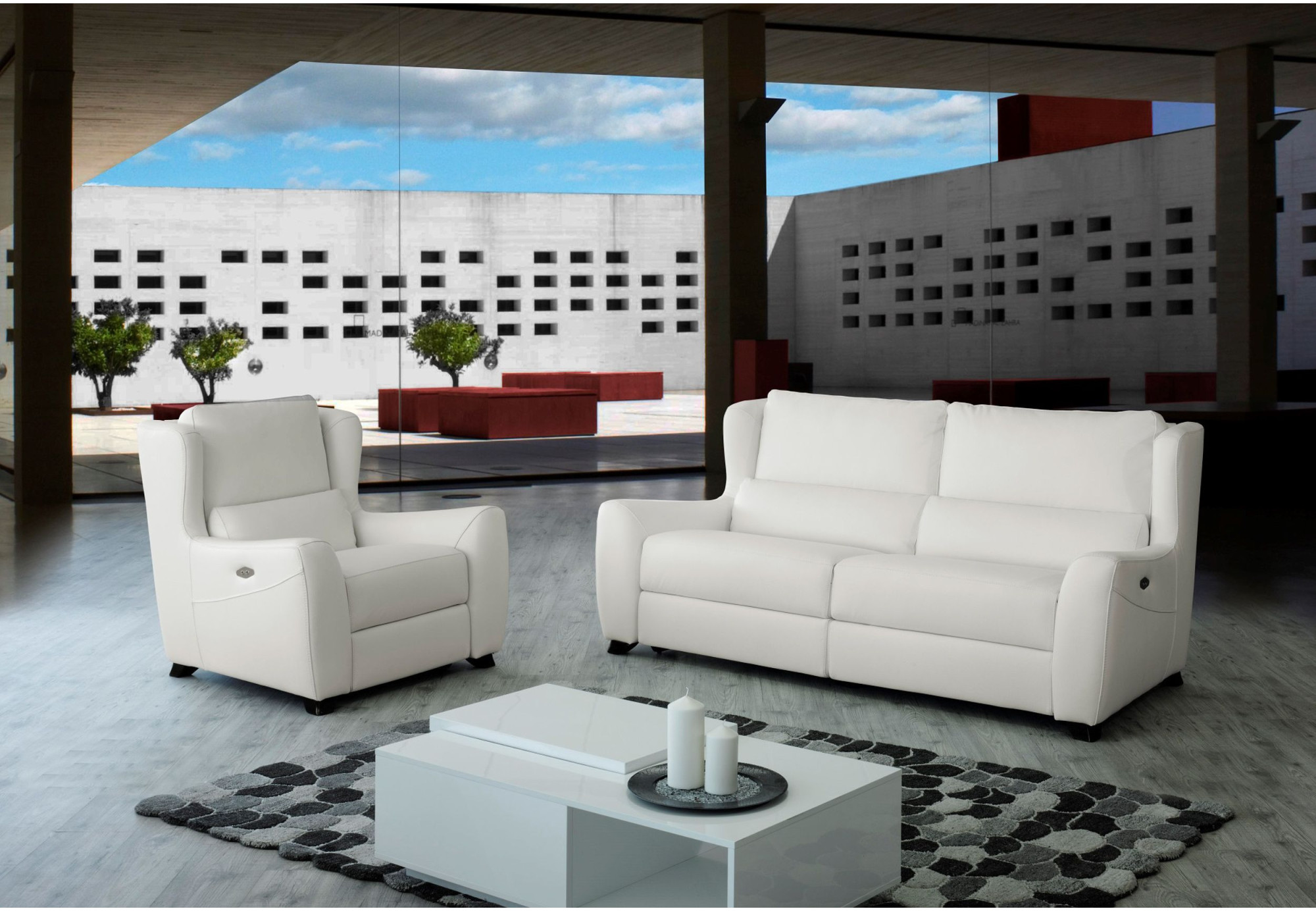 Sofá Orejero Piel Relax Motor Eléctrico Clásico Atemporal - Yeimi