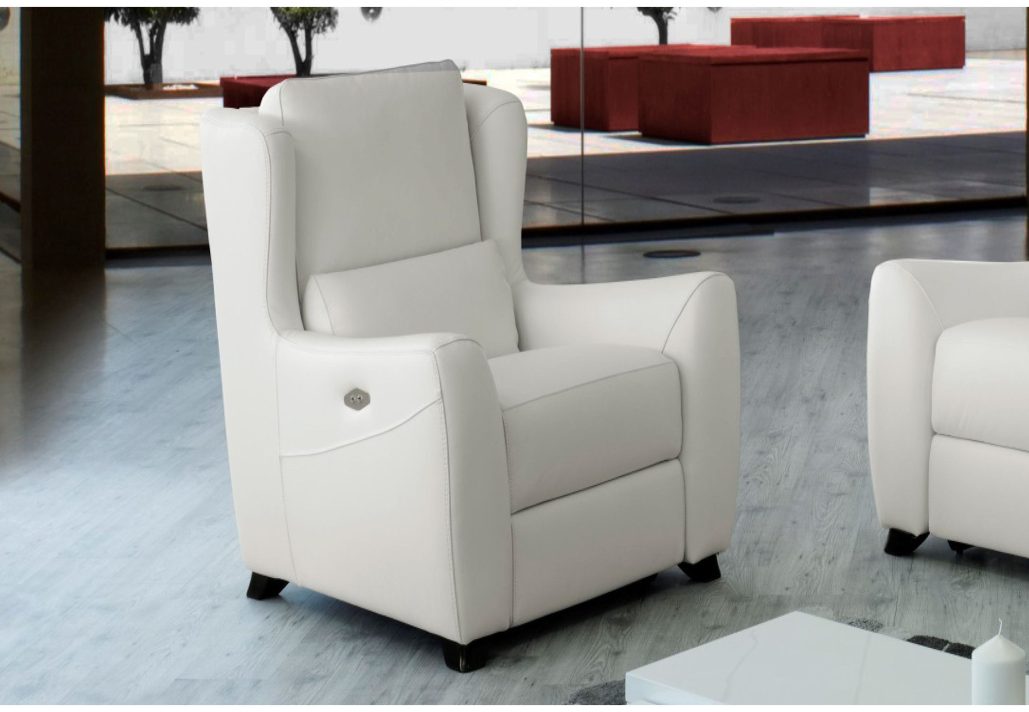 Sofá Orejero Piel Relax Motor Eléctrico Clásico Atemporal - Yeimi