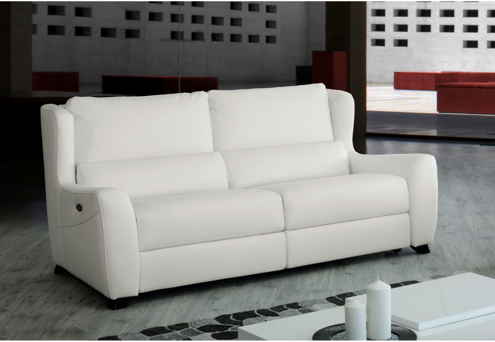 Sofá Orejero Piel Relax Motor Eléctrico Clásico Atemporal - Yeimi