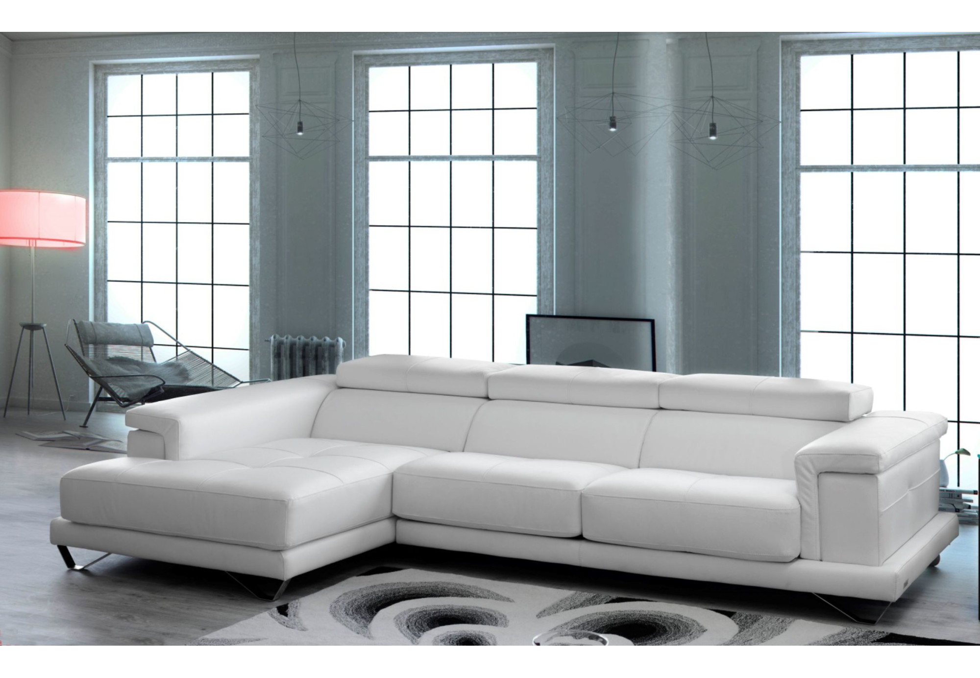 Sofá 4 plazas Piel Natural con ChaiseLongue LUXE