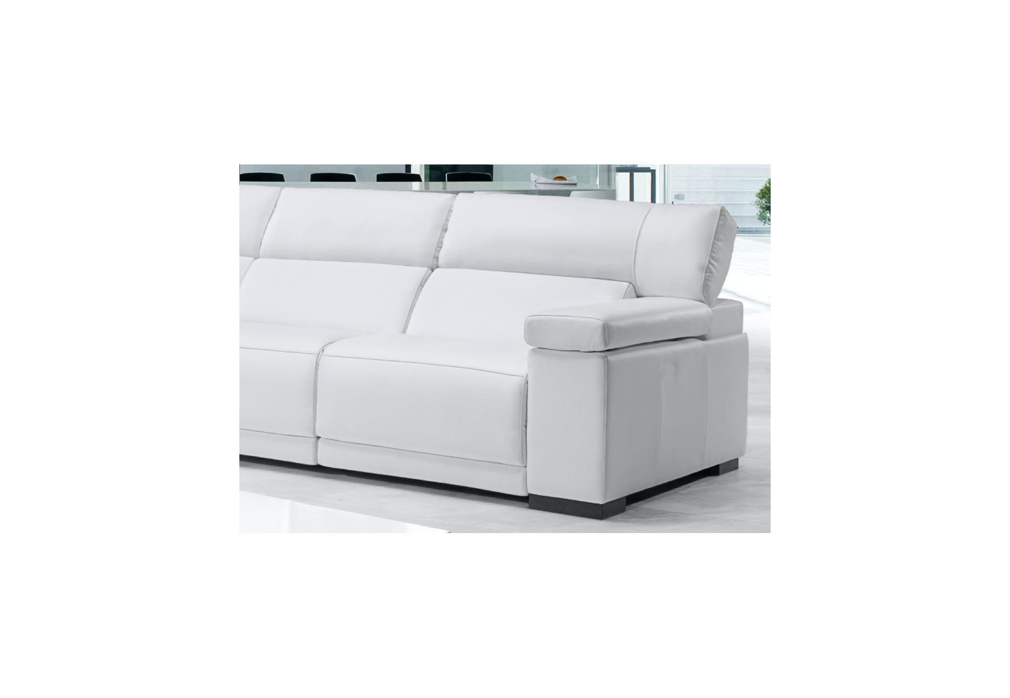 Sofá 4 plazas blanco con chaise longue PAOLA | Comprar sofás de piel