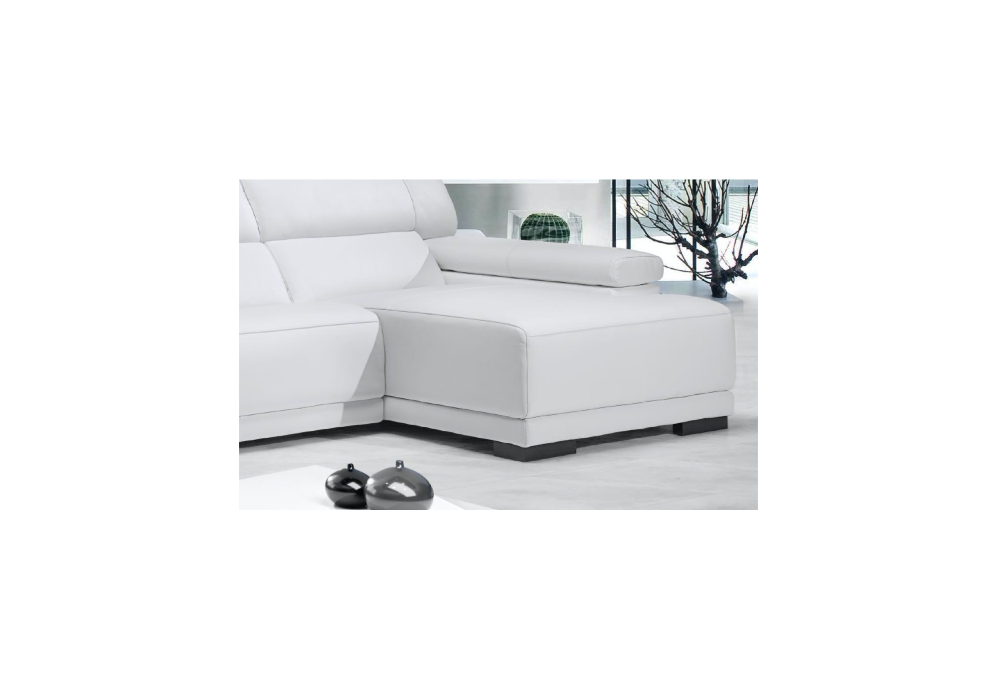 Sofá 4 plazas blanco con chaise longue PAOLA | Comprar sofás de piel