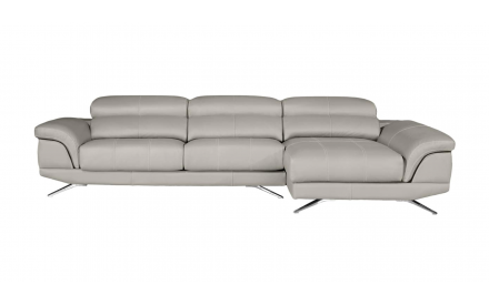 Sofá Chaise Longue Piel Natural Blanca Modelo CHARLIE