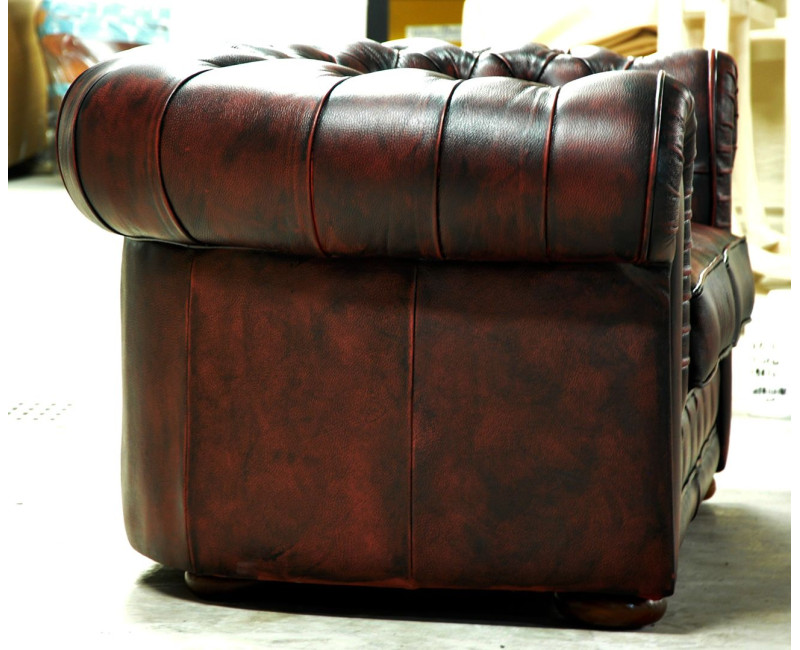 Sofá Chester 3 Plazas Inglés en Piel Bicolor | SofaHogar