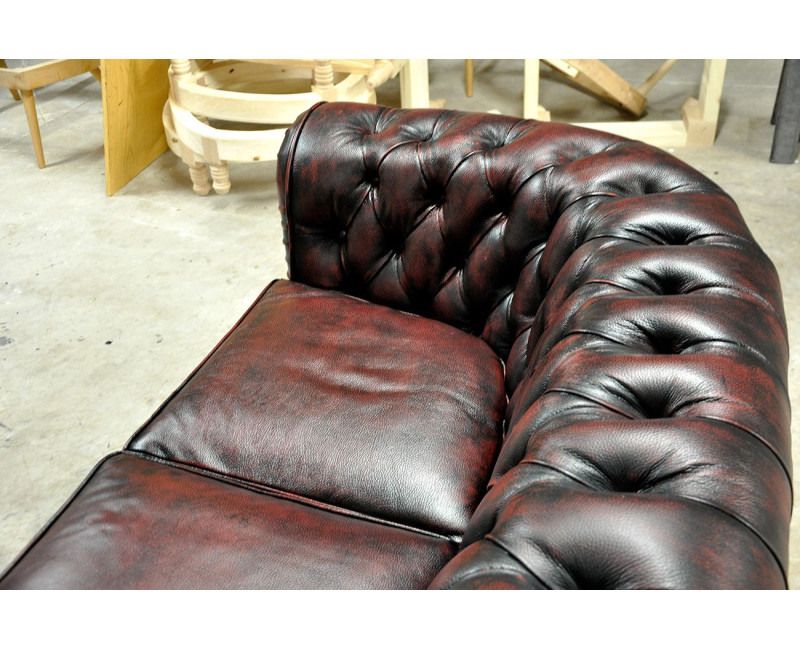 Sofá Chester 3 Plazas Inglés en Piel Bicolor | SofaHogar