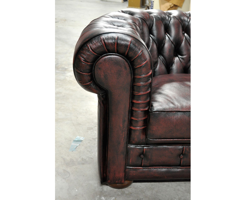 Sofá Chester 3 Plazas Inglés en Piel Bicolor | SofaHogar