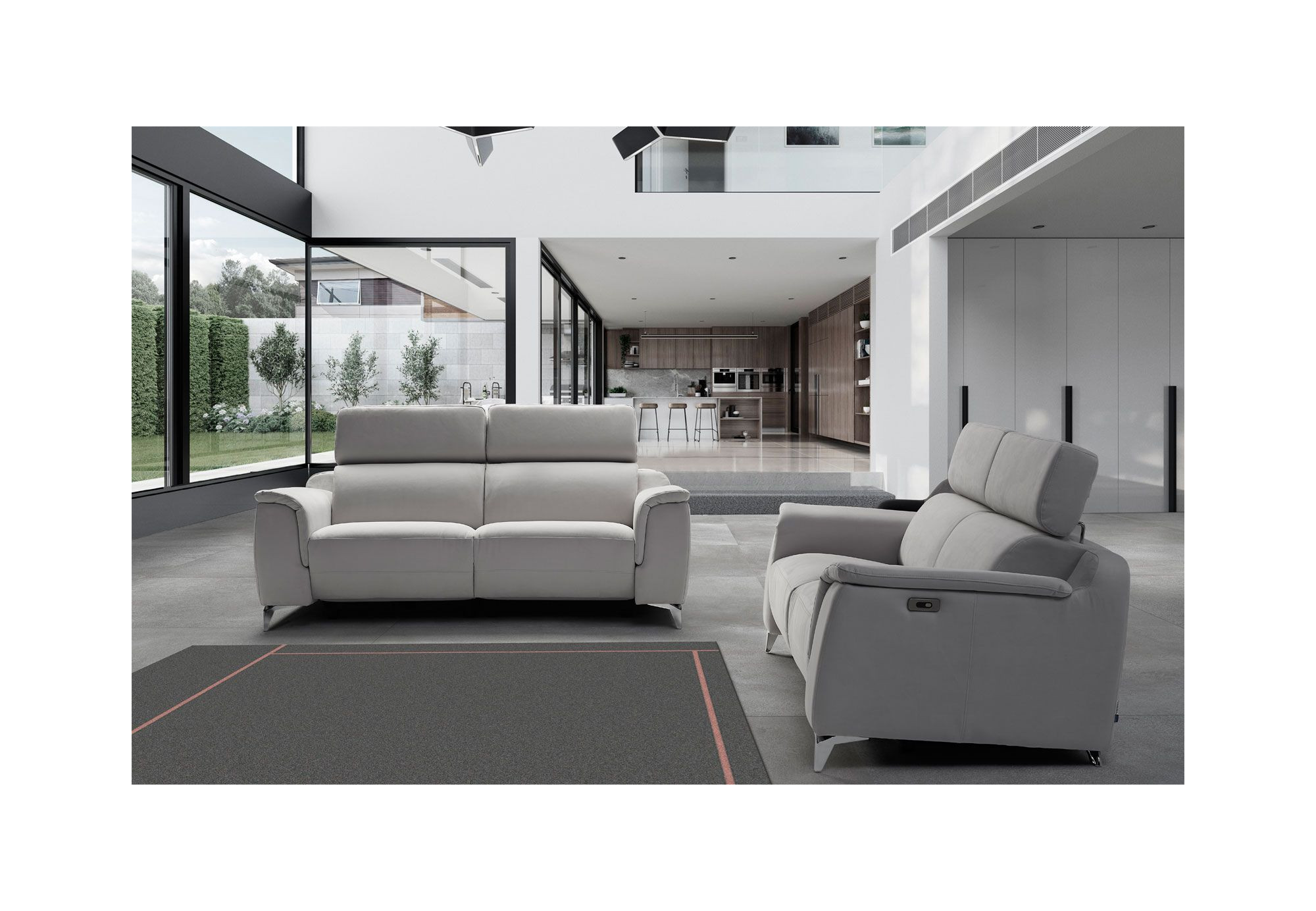 Sofá 3 asientos relax eléctrico de piel natural Estefanía | Sofahogar