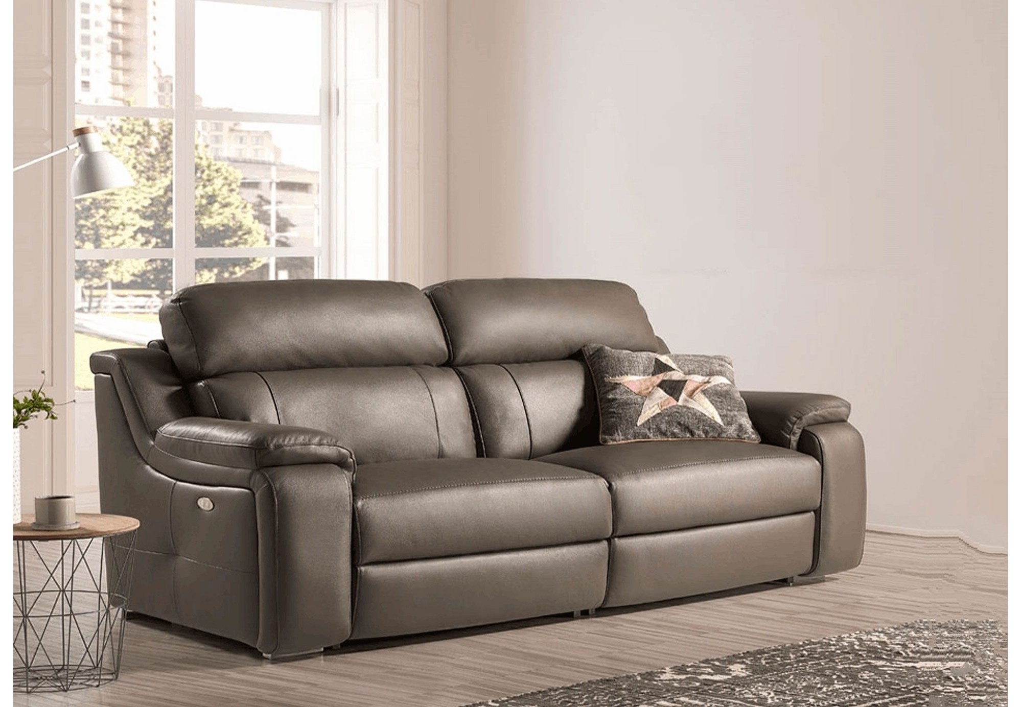 Sofá piel cheslong eléctrico de 3 motores relax COPERTI | Sofahogar