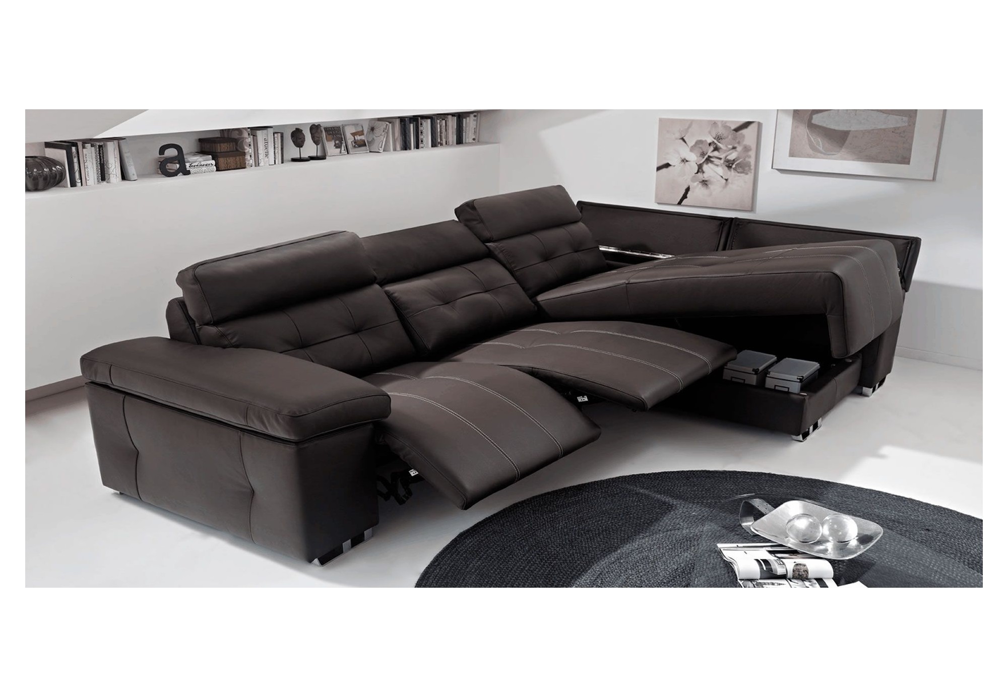 Chaiselongue 3 plazas de piel Clayton | Chaiselongue de piel | Sofahogar
