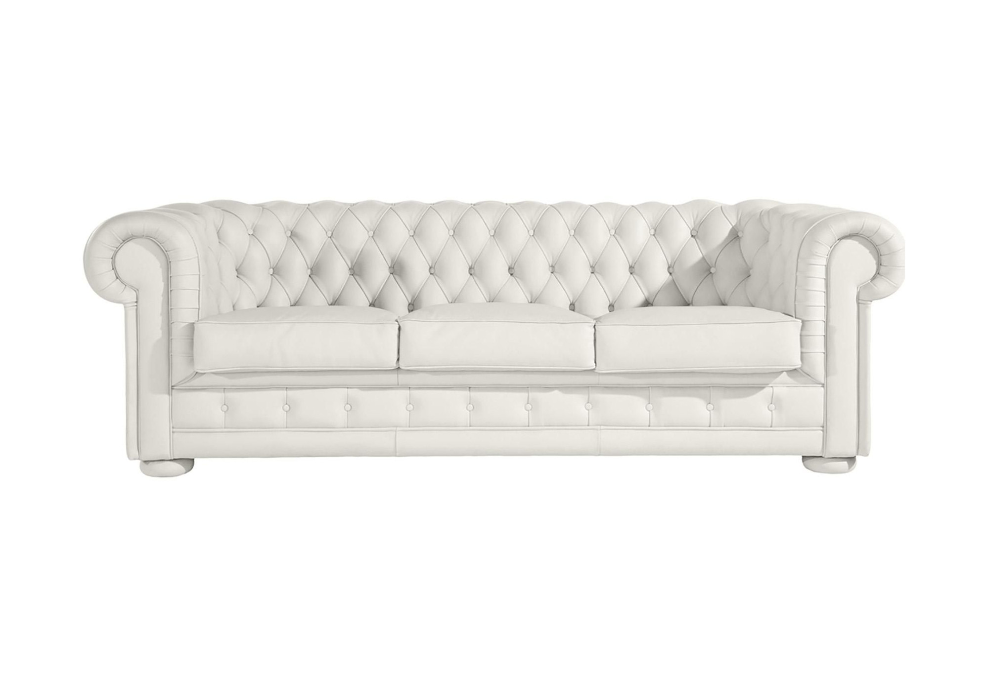 Sofá Chesterfield 3 Plazas Chester Piel Blanca Natural – Classic