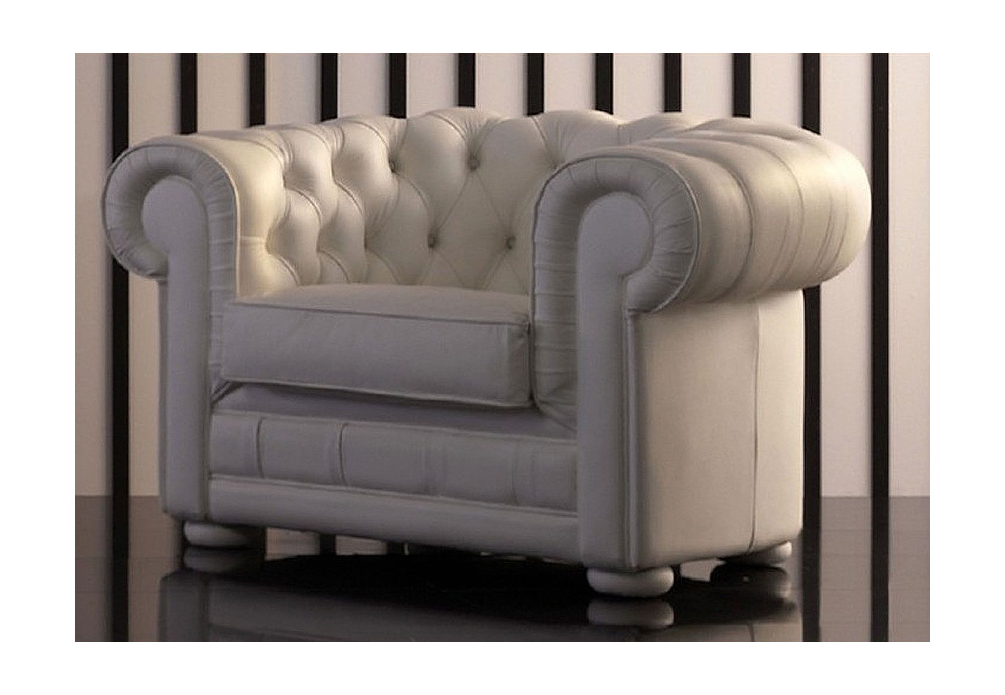 Sofá Chesterfield 3 Plazas Chester Piel Blanca Natural – Classic