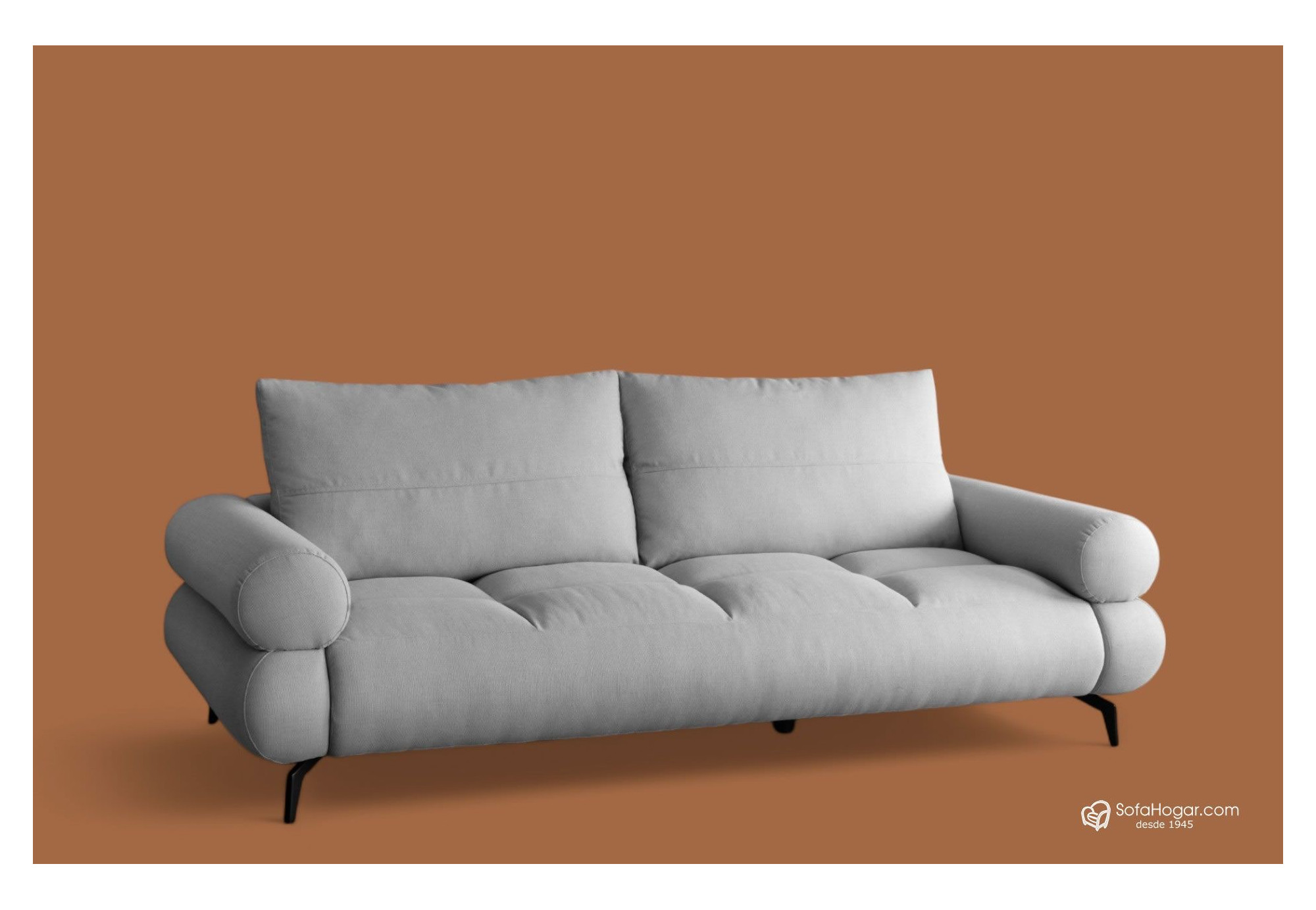 Sofá Piel Pata Alta de Diseño con Asiento Muelles Ensacados |SofaHogar