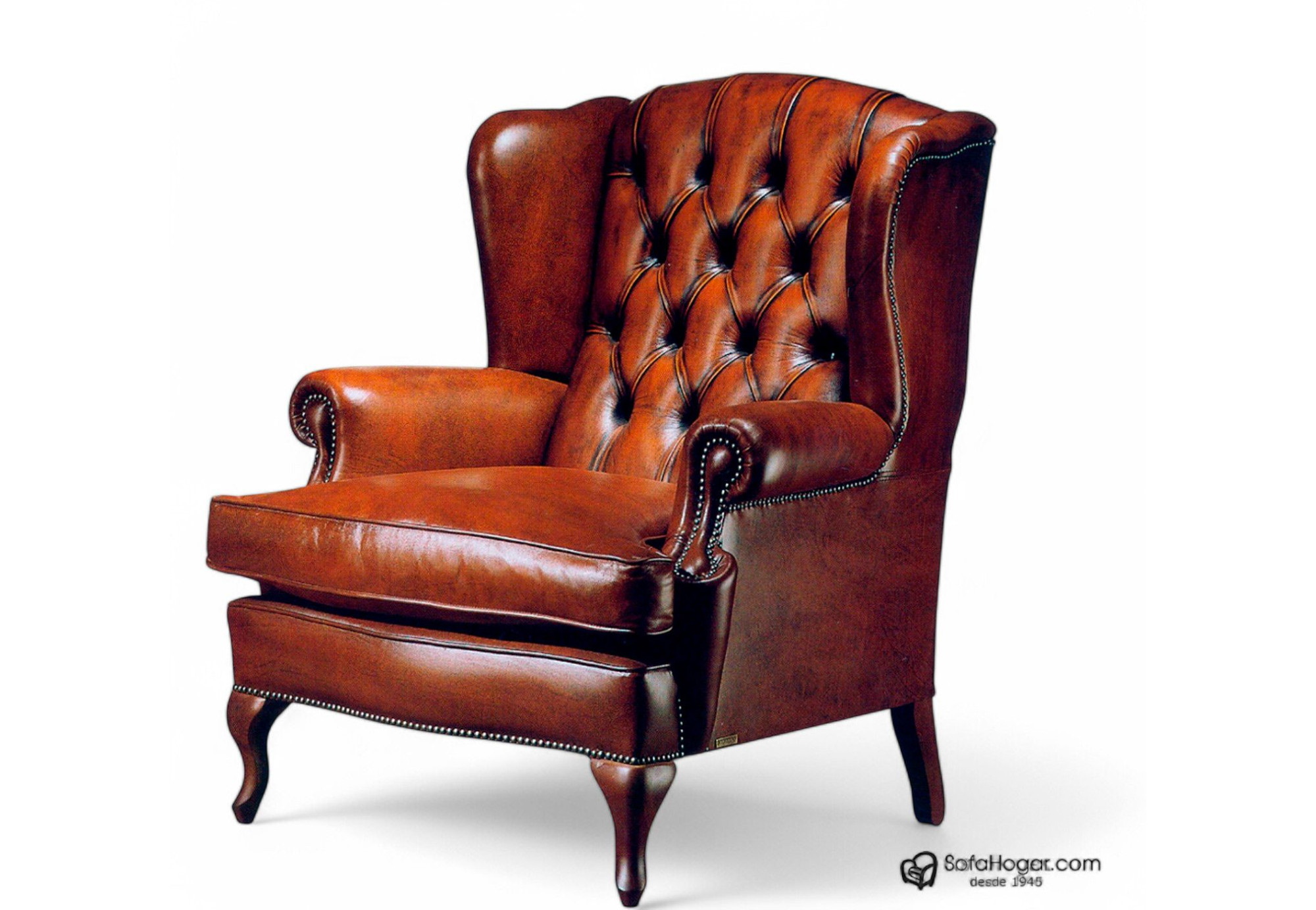 Butaca Orejera Inglesa MANOLETE – Clásica, artesanal y en piel