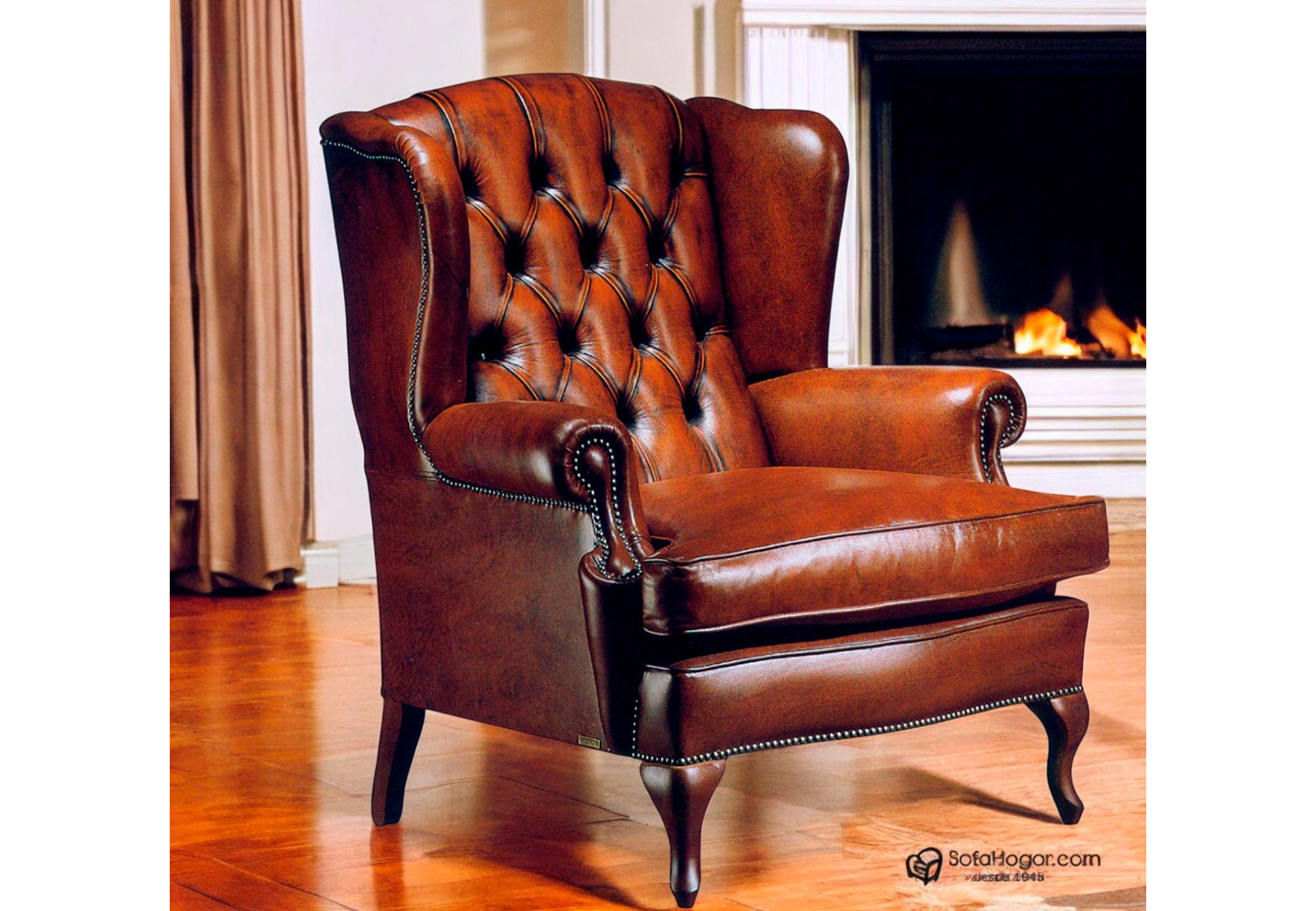 Butaca Orejera Inglesa MANOLETE – Clásica, artesanal y en piel