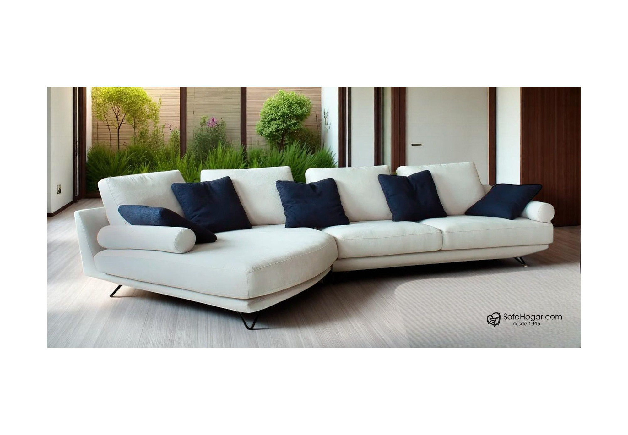 Sofá de Lujo Chaise Longue Curvo en Piel | Diseño Exclusivo y Elegante