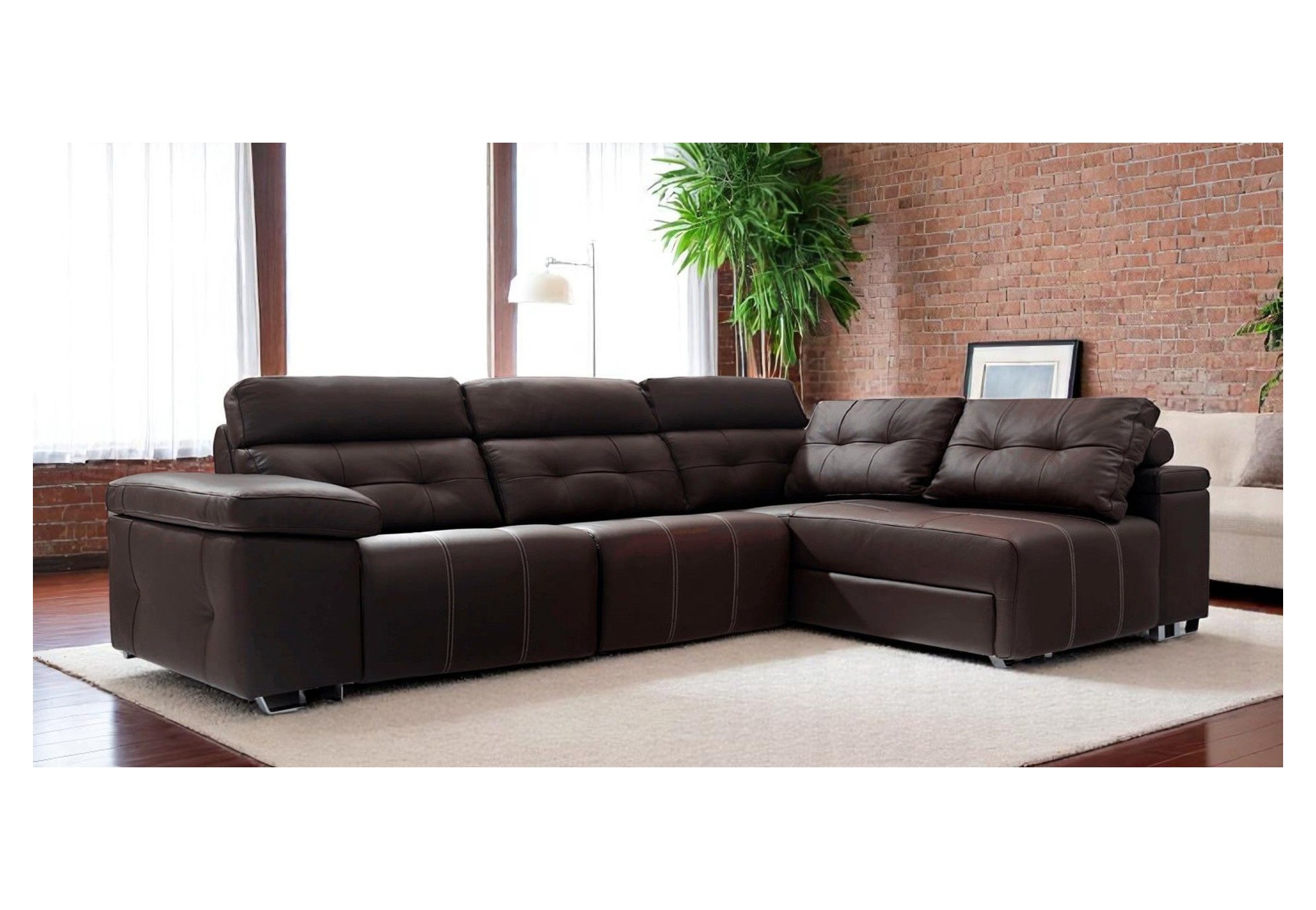 Chaiselongue 3 plazas de piel Clayton | Chaiselongue de piel | Sofahogar