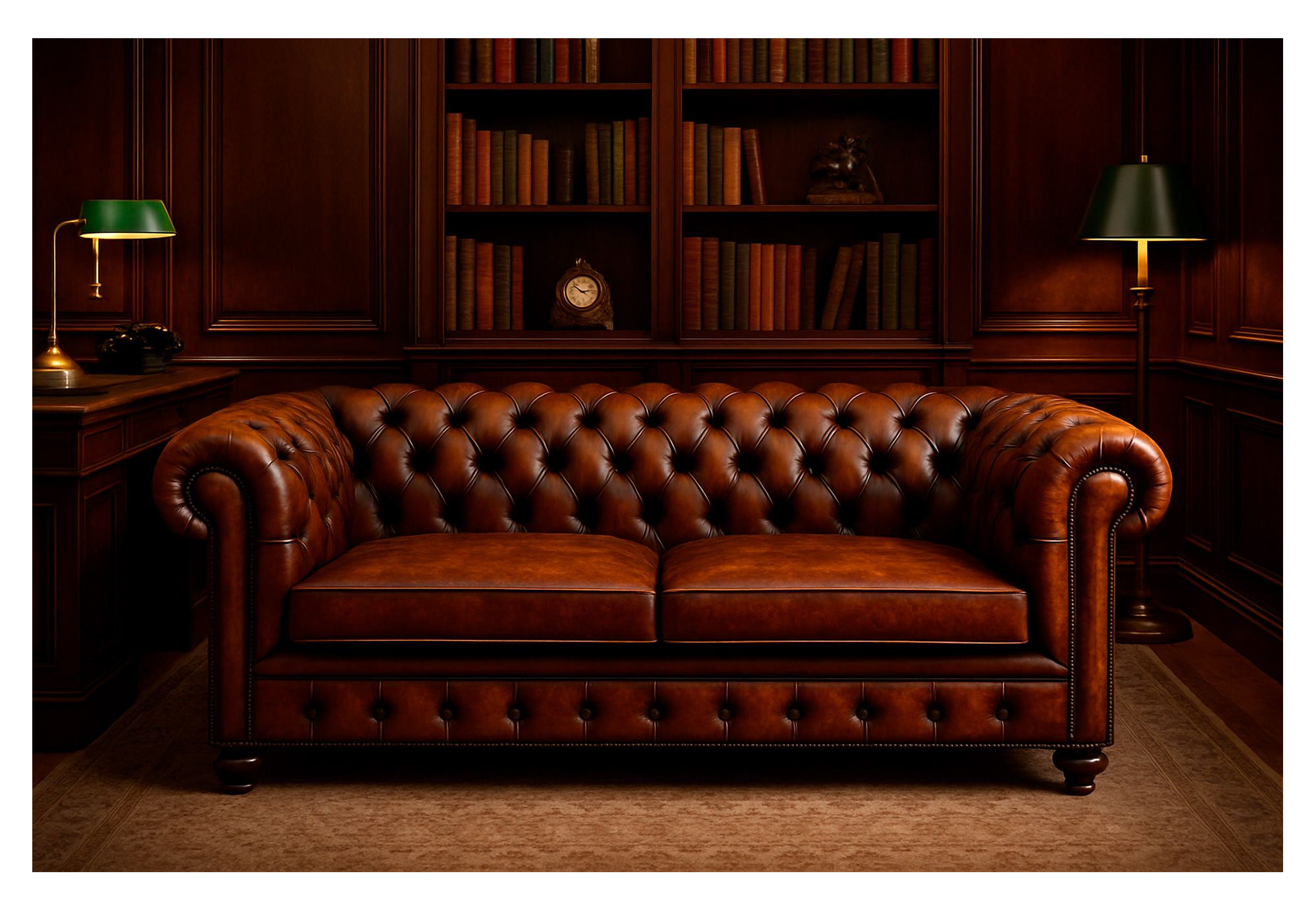 Sofá Chesterfield de piel vintage Kensington tachas | Sofahogar