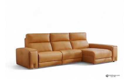 Sofá Chaise Longue Diseño Piel Natural Relax Dos Motores Modelo AMARA