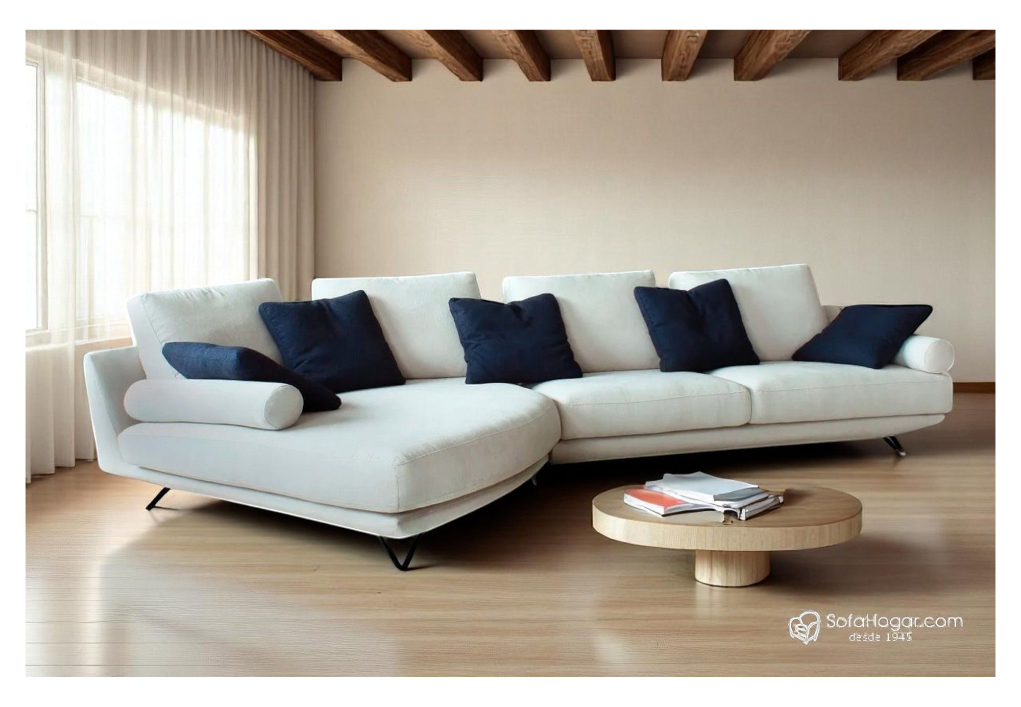 Sofá de Lujo Chaise Longue Curvo en Piel | Diseño Exclusivo y Elegante