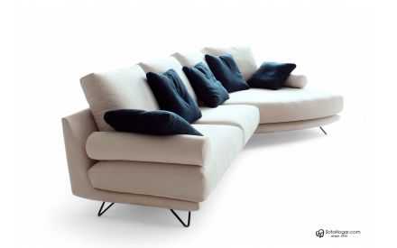 Sofá Chaiselongue Diseño Moderno Curvo Piel Modelo UNAI