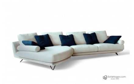 Sofá Chaiselongue Diseño Moderno Curvo Piel Modelo UNAI