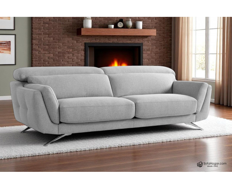 Sofá de Piel Natural con Chaise Longue Asientos Deslizantes Carro