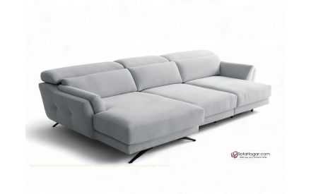 Sofá Modelo GREY en Piel y Chaise Longue Asientos Deslizantes Carro