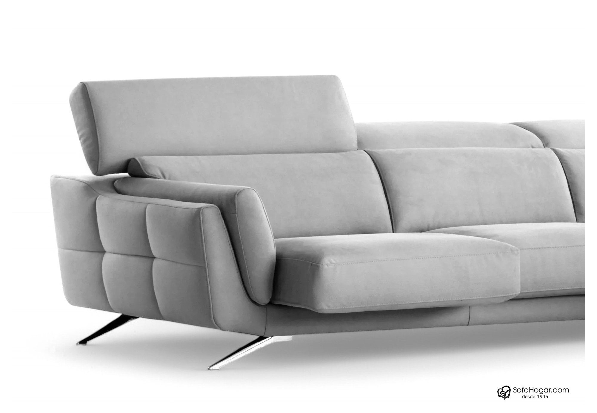 Sofá de Piel Natural con Chaise Longue Asientos Deslizantes Carro