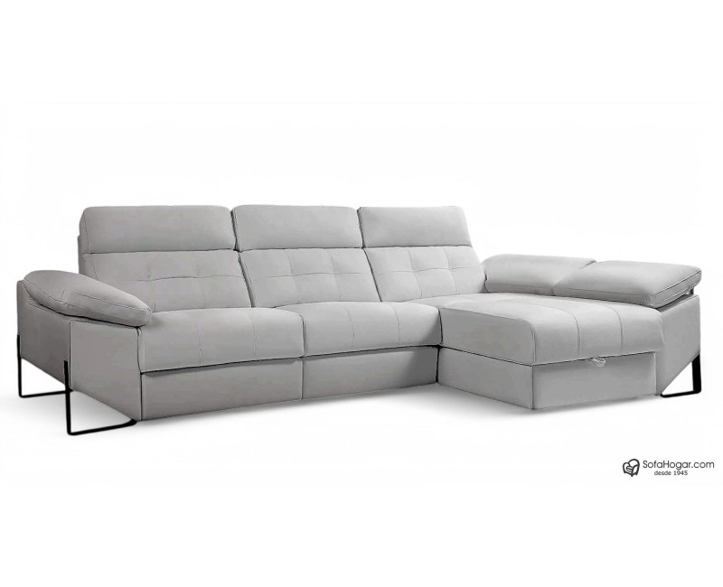 Sofá 3 Plazas con Chaiselongue Piel Relax al mejor precio
