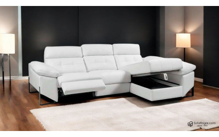 Sofá 3 Plazas con Chaiselongue Piel Relax al mejor precio 2