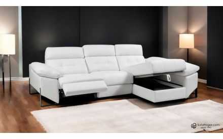 Sofá Piel Natural Relax Eléctrico Chaise Longue Modelo LUCA