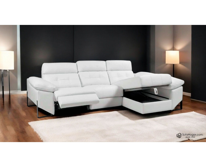 Sofá 3 Plazas con Chaiselongue Piel Relax al mejor precio