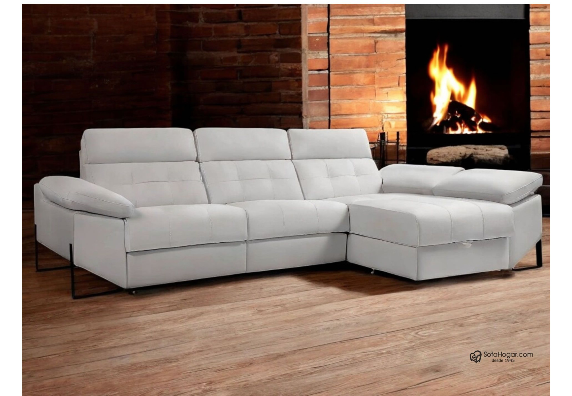 Sofá 3 Plazas con Chaiselongue Piel Relax al mejor precio