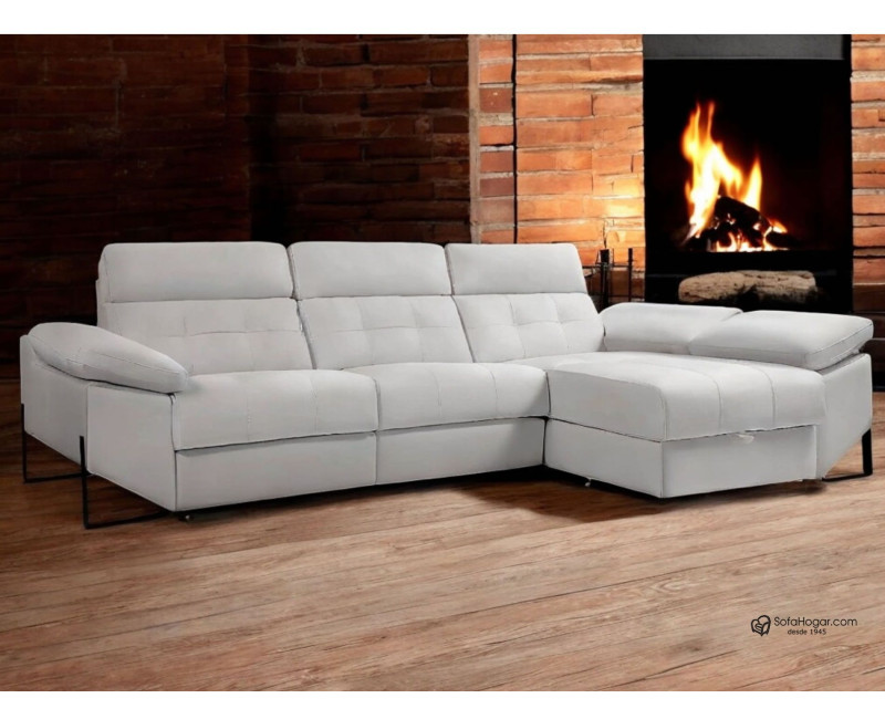 Sofá 3 Plazas con Chaiselongue Piel Relax al mejor precio